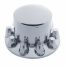 (CARD) CHROME PLASTIC ECONOMY DOME REAR AXLE COVER W/ REMOVABLE CAP - 1 1/2" PUSH-ON NUT COVER