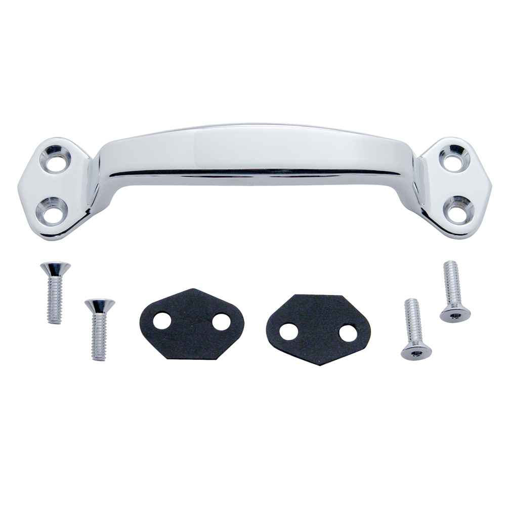 (CARD) CHROME GRAB HANDLE W/ HARDWARE & 2 RUBBER GASKETS KIT
