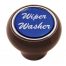 (CARD) WOOD DELUXE DASH KNOB W/ GLOSSY "WIPER/WASHER" STICKER - BLUE