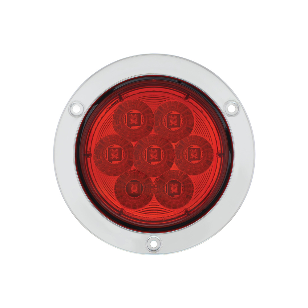 (CARD) 7 LED 4 S/T/T DEEP DISH LIGHT - RED LED/RED LENS