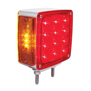 (CARD) 12+3 AMBER /12 RED LED DOUBLE STUD SQUARE DOUBLE FACE TURN SIGNAL LIGHT - DRIVER