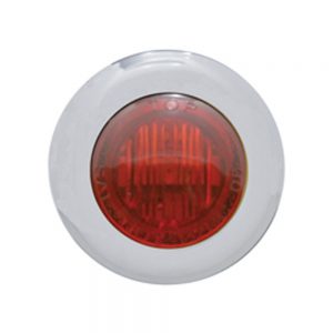 (CARD) STAINLESS STEEL 3 RED LED MINI CLEARANCE/MARKER LIGHT - RED LENS
