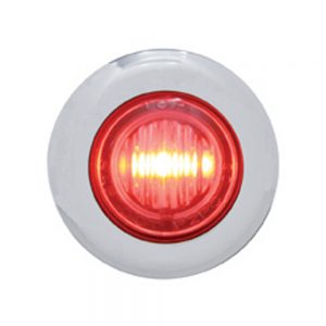 (CARD) STAINLESS STEEL 3 RED LED MINI CLEARANCE/MARKER LIGHT - CLEAR LENS