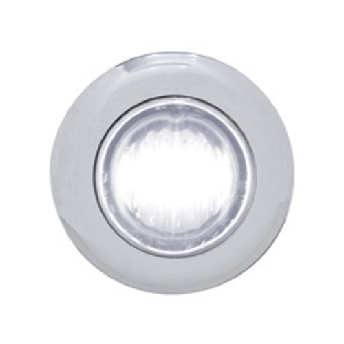 (CARD) STAINLESS STEEL 3 WHITE LED MINI CLEARANCE/MARKER LIGHT - CLEAR LENS